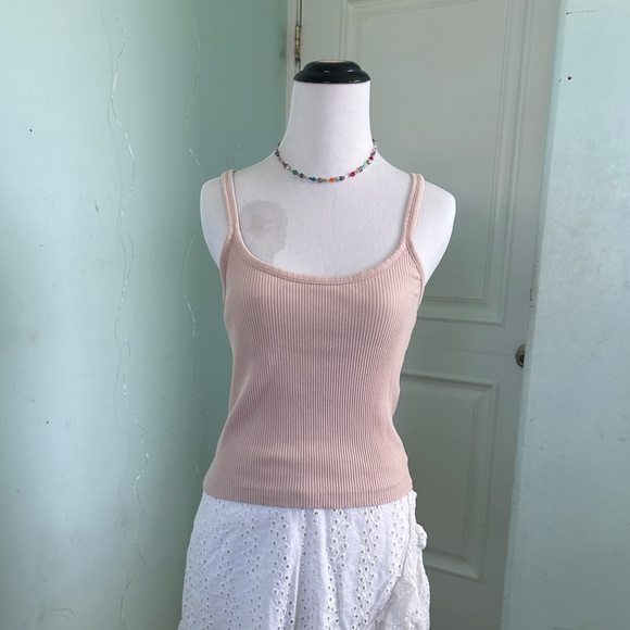 Zara Tan Knit Ribbed Racerback Tank Top - Picture 3 of 9